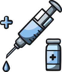 Anesthesia syringe injection icon drawn by hand vector