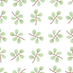 Watercolor leaf seamless pattern