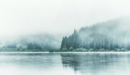 Abstract misty morning on the river - 480162759