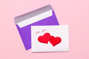 envelope in hand on Valentine's day. Love