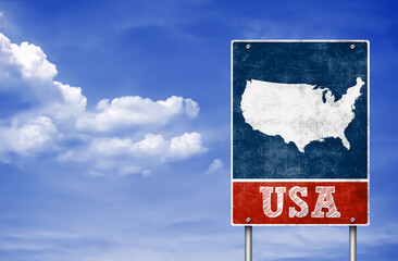 USA United States of America - information road sign