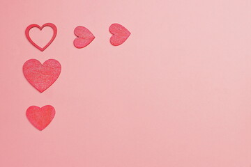 Hearts on pink background, love romantic card