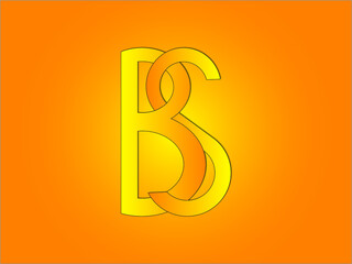 Projekt logo utworzone przez litery B i S utworzone w wyniku szeregu przekształceń figur geometrycznych. - obrazy, fototapety, plakaty