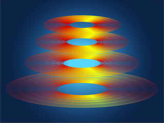 Grafika przedstawiająca obiekt  formie czterech owalnych obiektów o różnych rozmiarach umieszczonych w jednej lini w pionie. © boguslavus
