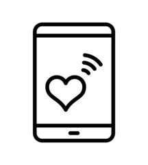 Valentine's day flat line icon. Sign of love - heart. Outline sign for mobile concept and web design, store