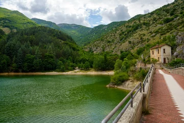 Tuinposter Road of Gole del Sagittario, famous canyon in Abruzzo © Claudio Colombo