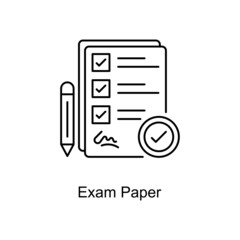 Exam Paper vector Outline Icon Design illustration. Educational Technology Symbol on White background EPS 10 File