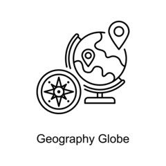 Fototapeta premium Geography Globe vector Outline Icon Design illustration. Educational Technology Symbol on White background EPS 10 File