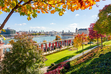 Castle Garden Bazaar (Varkert Bazar) at Royal palace of Buda and Danube river in autumn, Budapest,...