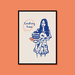 Minimalist hand drawn food poster for wall art collection