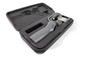 Steadicam for phone in box isolated on white