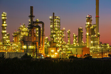 Fototapeta premium Oil​ refinery​ and​ plant of petrochemistry industry in oil​ and​ gas​ ​industry