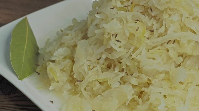 Fermented cabbage. Vegan food. Sauerkraut. Healthy eating concept
