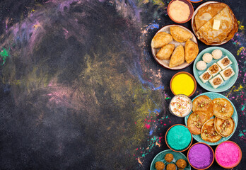 Fototapeta na wymiar Traditional Indian Holi festival food