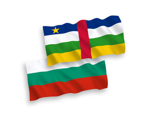 Flags of Central African Republic and Bulgaria on a white background