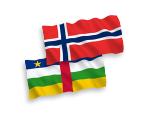 Flags of Norway and Central African Republic on a white background