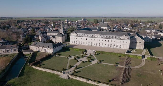 Aerial shot of the Abbey of Pontlevoy in France.
