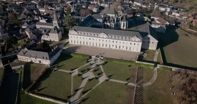 Aerial shot of the Abbey of Pontlevoy in France.
