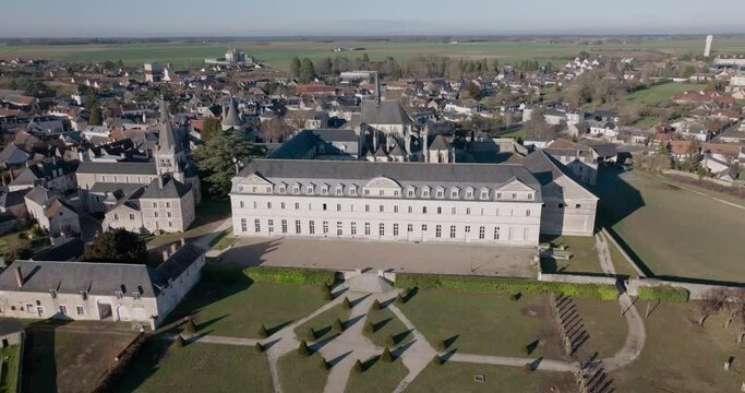 Aerial shot of the Abbey of Pontlevoy in France.