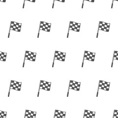 Race Flag Seamless Pattern On A White Background. Racing Theme Vector Illustration