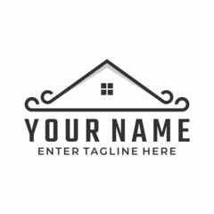 roof logo design, luxury, vintage, construction