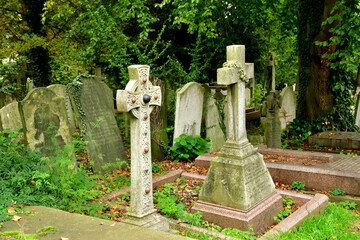 London; Hampstead; England - october 21 2021 : cemetery