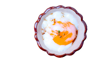 Onsen eggs on a white background
