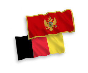 Flags of Belgium and Montenegro on a white background