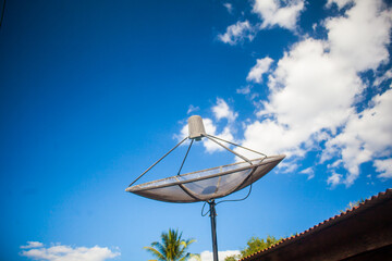 satellite dish on blue sky