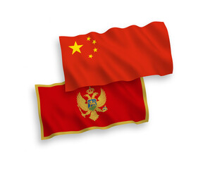 Flags of Montenegro and China on a white background