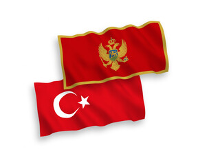 Flags of Turkey and Montenegro on a white background