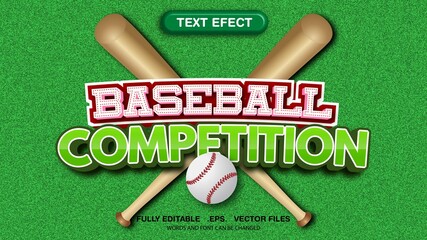 Editable text effects baseball theme