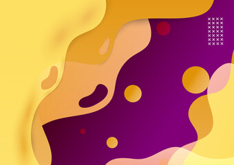 Gradient bloob purple yellow colorful abstract cover design template