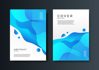 Wavy transparant blue colorful abstract cover design template