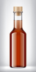 Glass Bottle with Cork on background. 