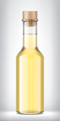 Glass Bottle with Cork on background. 