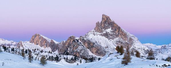 Beautiful winter dusk in the mountains