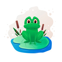 a happy frog is sitting on a leaf