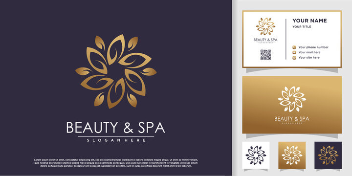 Flower logo concept with beauty concept Premium Vector