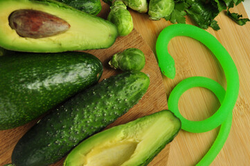 Fresh green vegetables and worm detox concept