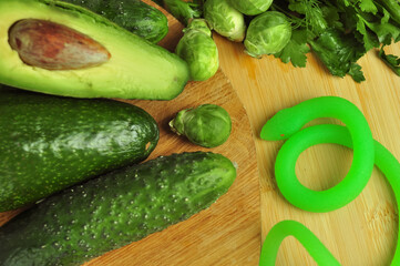 Fresh green vegetables and worm detox concept