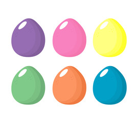 Easter Set with monophonic multicolored Eggs. Vector illustration.