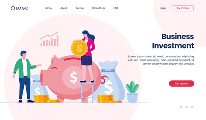 Business & financial investment. growth invest landing page website illustration flat design background