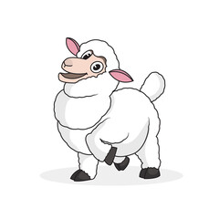 Cartoon Sheep vector illustration with simple shadings