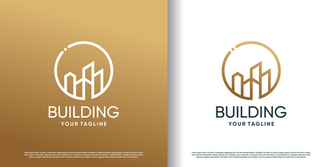 Abstract building logo with golden concept