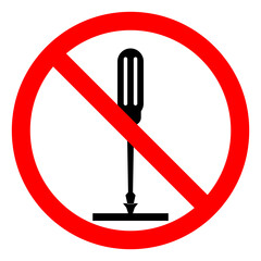 Screwdriver prohibition icon on white background