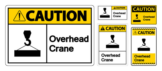 Caution Overhead Crane Symbol Sign On White Background