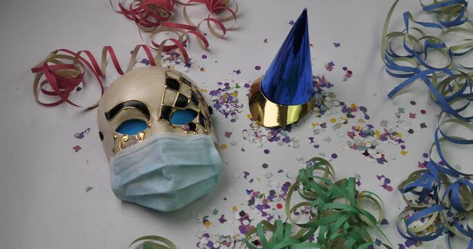 Carnival with masks and mask for Covid-19