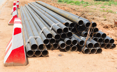 Abstract close up of steel pipes