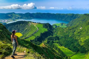 Fotobehang beautiful landscape of Sete Cidades lake on Sao Miguel Island Azores island © doleesi